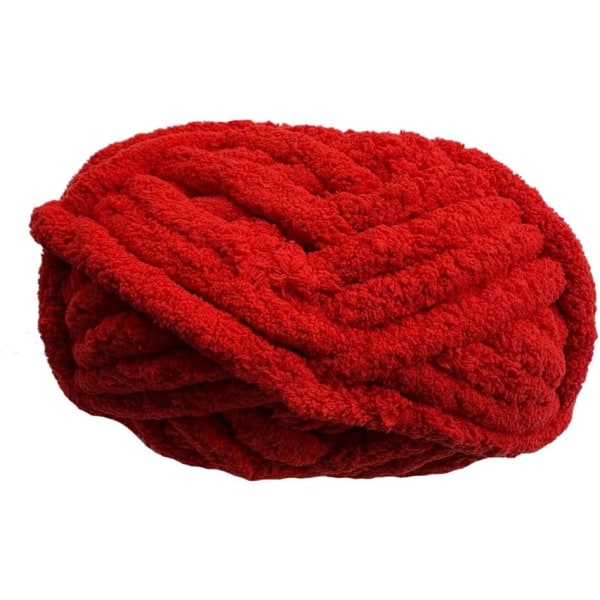Chunky Knit Chenille-garn för handstickningsfiltar, supermjukt, stort jumbofiltgarn Red
