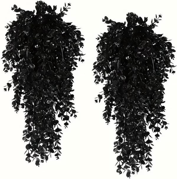 2 stk. kunstige udendørs blomster sorte eukalyptusgrene