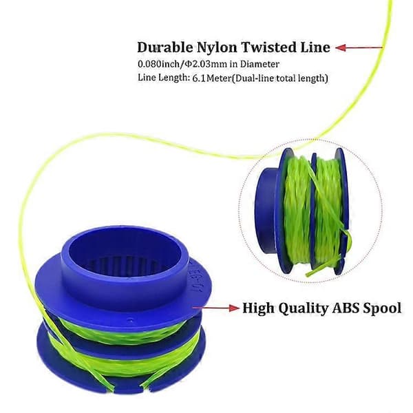 6 stk. TLEG-01 ABS-spoler kompatible for Kobalt KST 1124B-03 / KLS 124-03 24V gresstrimmer nylon trådtrimmerhode