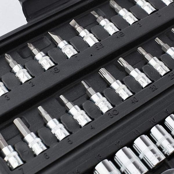 46-osainen kromivanadium-hylsysarja 1/4\" adapterisarja hylsysarja autojen DIY-töihin