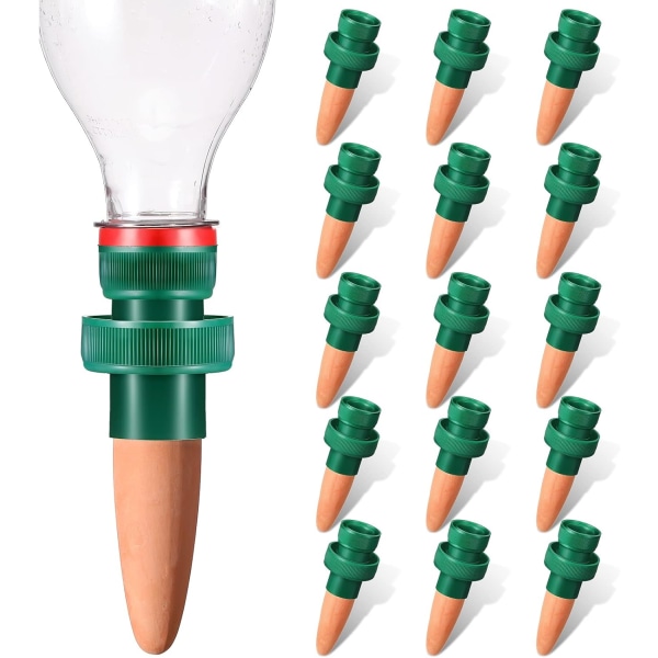Flaske Adapter Selvvannende Pigger, Terrakotta Plantevanningspigger, Bruk med Cola-flasker 15pc red ceramic