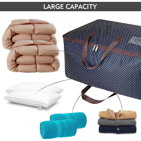 100L Tøjposer, Tyk Oversized Organizer Opbevaringspose, Rejsetaske (Blå)