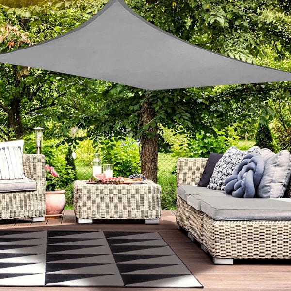 Vanntett Firkantet SkyggeSeil, Vannresistent PES Skyggeduk, 3m Skyggenett Motstandsdyktig UV-Strålebeskyttelse for Hage Terrasse Camping Utendørs Gray 3*4M