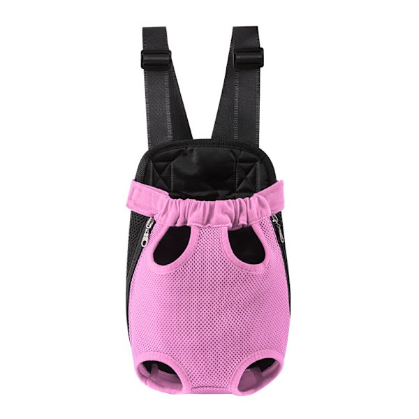 Husdjursbröstväska utomhus mesh dubbel axel fyra ben ryggsäck Pink L