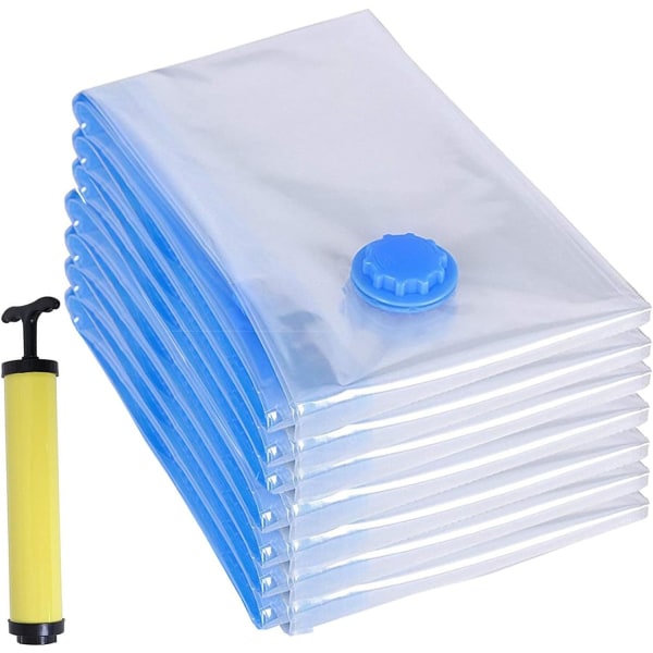 Vacuum Bag for Clothes Vacuum Cleaner, Compression Reusable Clothing Storage for Clothes Duvets Bedding Storage Covers with Hand Pump,70x50cm,7PCS