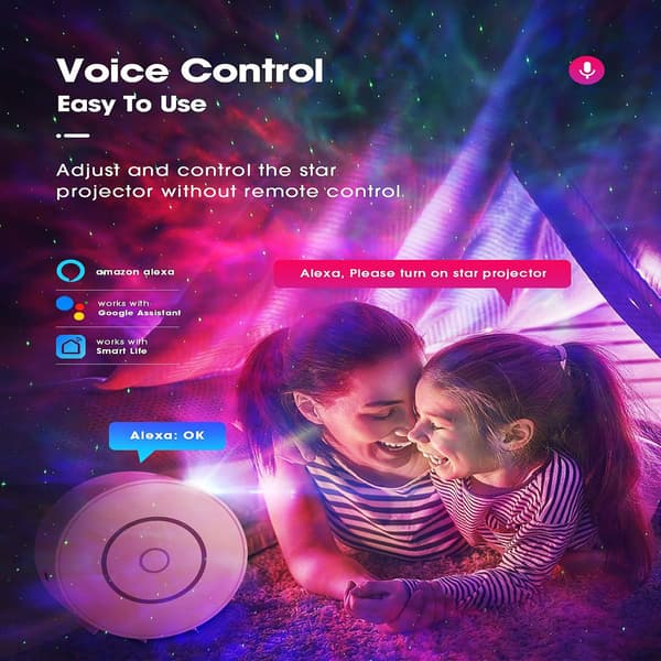 Stjerneprojektor, Smart WiFi App-styring, 3D LED Galaxy Projektor Natlampe med Nebula, Timer, til Børneværelse Festdekoration