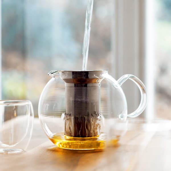 Glasstempelkanne - Filter og lokk i rustfritt stål - 1,0 L