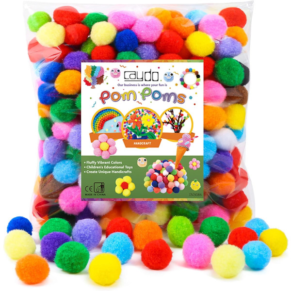 300 stykker 1 tommer diverse pompoms Multicolor kunst og håndværk Pom Poms bolde til gør-det-selv Multicolor 1 Inch