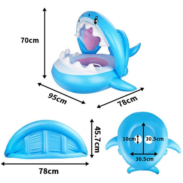 Baby Float PVC Pool Toddler Floaties Med Sufflett Uppblåsbar Haj Bebis Pool Float För Barn 6-36 Månader
