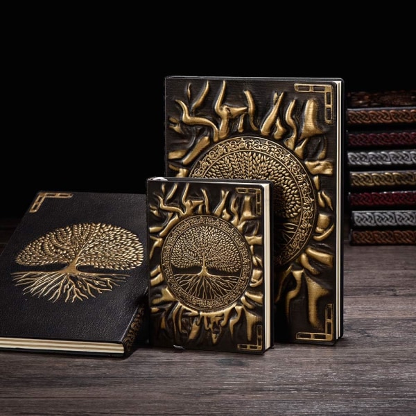 Træjournal, skrivejournal, A5 linjeret journal, 200 sider, rejsedagbog og notesbøger til at skrive i, gave til forfattere og rejsende, mænd eller kvinder Tree(Bronze) 8.4x5.7In