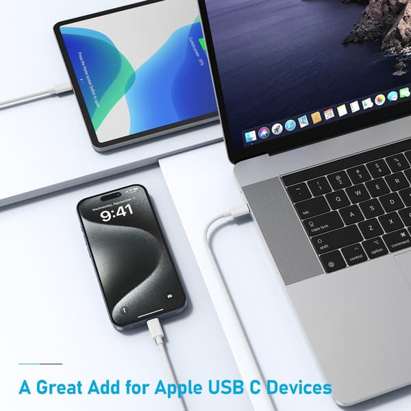 2 kpl USB-C–C-latauskaapeli 2M, punottu pikalatauskaapeli iPhone 17/16/15 Pro Maxille, iPad Prolle, MacBookille ja Samsung-laitteille