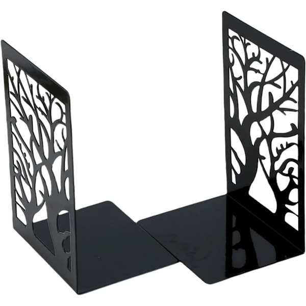 Bokstöd - Set om 4 (2 Par) Modern Stilren Design för Hemmakontor, Kraftiga Bokstöd i Metall, Halkfri Bas, Svart