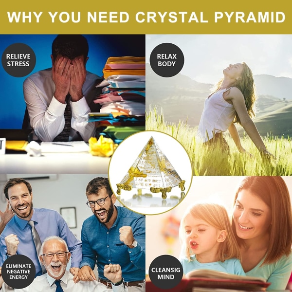 Kristallpyramid Prisma Pappersvikt Positiv Energi Ornament Glas