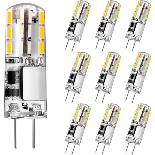 G4 LED-lampa, 2 W, 200 lm, motsvarande 20 W halogenlampa, varmvit 3000 K, AC/DC 12 V, flimmerfri, för köksfläkt, ej dimbar, 10-pack