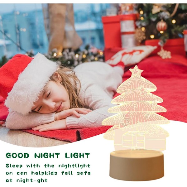 Jul 3D Nattlys LED Lampe USB Oppladbar Bordlampe Dekorativt Nattlys Nattlampe Soveromslamper Nattlys Style 1