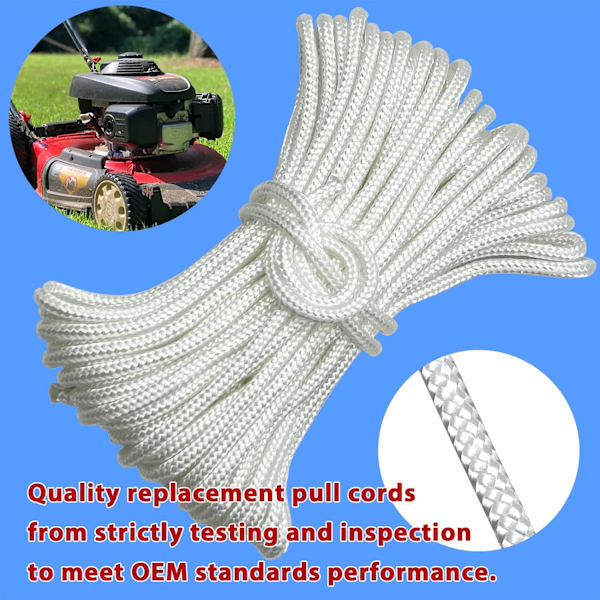 10 Meter x 4,0 mm 4 mm Trekktau for gressklipper, motorsag, bensinstarter