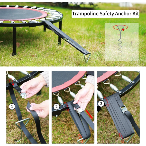 Galvaniseret trampolinforankringssæt/bindingssæt, passer til alle trampoliner