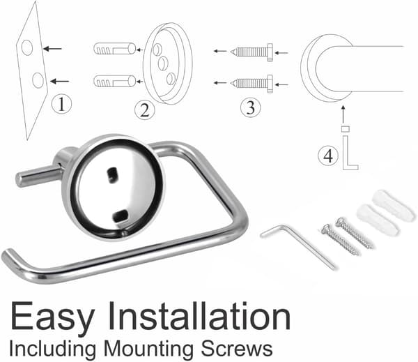 Toiletpapirholder til vægmontering (ikke selvklæbende) Krom Toiletpapirholder Rustfrit Stål - Loo Roll Holder (Rustfrit Stål)