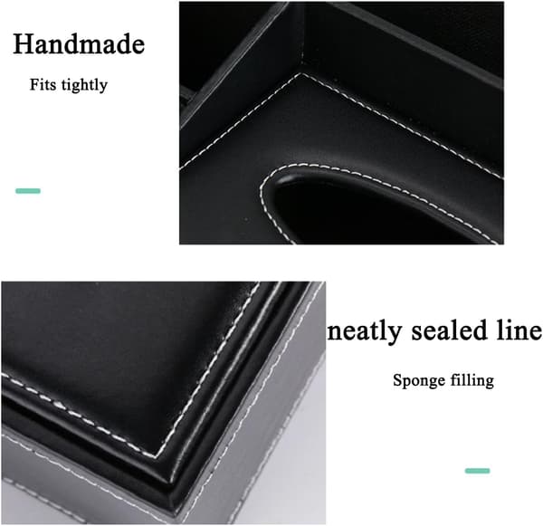 Rektangulär Tissue Box i Läder för Hemmakontor med Förvaringslåda för Fjärrkontroll - för Eleganta och Stilfulla Badrum