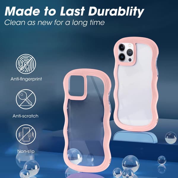iPhone 12 Pro Max Wave Frame-fodral, sött lockigt hårt PC-telefonfodral, stötsäkert skyddsfodral för kvinnor och flickor