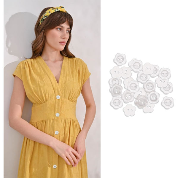 30 stk. Hvide Perlemorsknapper, 2 Hulls Blomst Knapper Cardigan Harpiks Knapper Harpiks Syknapper, til Baby Cardigan Strikning, DIY Håndværk 20MM