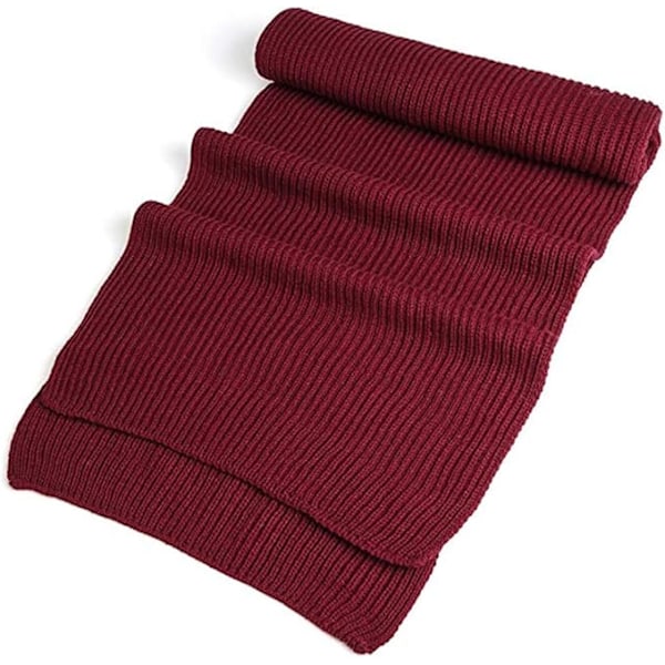 Sjal for menn Vinter Sjal Strikket Sjal Unisex Varmer Ensfarget Sjal red wine 180*30cm