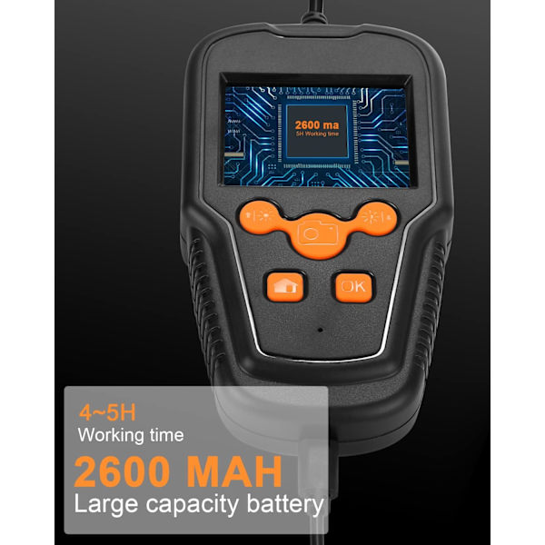 Industriel Endoskop, 1080P HD Endoskop Kamera, 2,4\" Rørinspektionskamera, med 8 LED-lys, IP68 Vandafvisende Kamera, 2600 mAh Batteri
