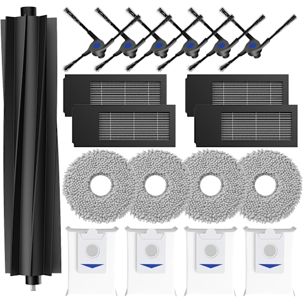 19-delars tillbehörsset för Ecovacs Deebot X2 Omni/X2/X2 Pro robotdammsugare, huvudborste, tillbehörskit med mera.