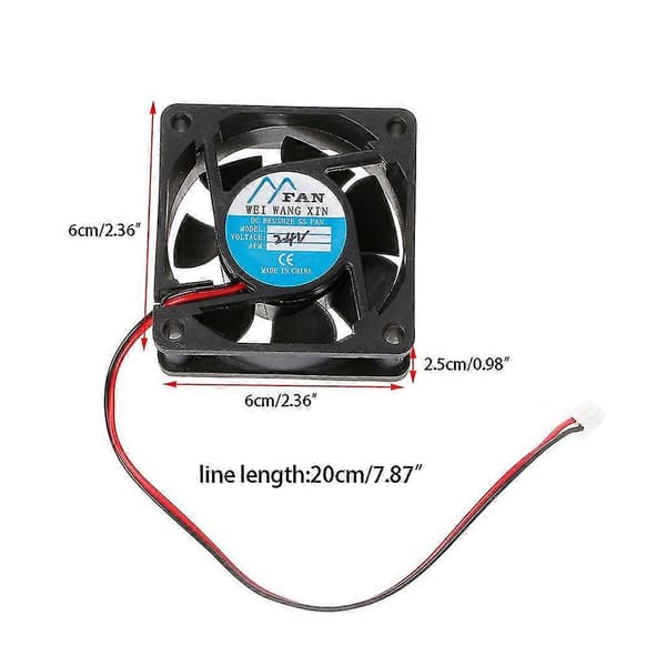 60mm60mm25mm Til DC 12v 24v 2-pin Køler Børsteløs Pc Cpu Til Kabinet Køleventilator