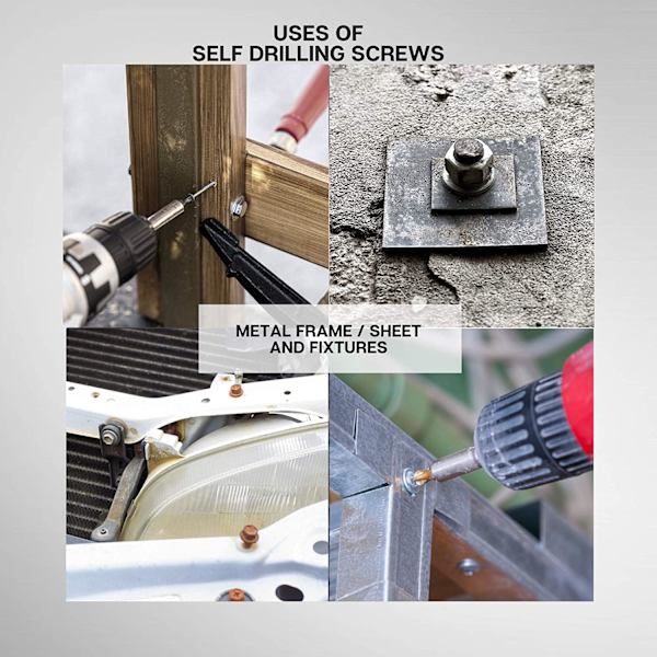 METALL SELVBOREENDE SKRUE M5,PAKKE 50,5.5 x 20mm,Selvborende stålpladeskruer med sekskantet hode med tetning,Selvborende skrue for metall