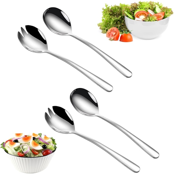 Salad servers stainless steel, 4 pieces salad servers, salad servers set