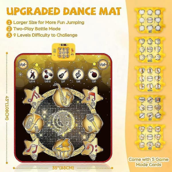 Dansematte, Dansespill Lekegave For 3-12 År Gamle Barn Jenter Gutter, Danseplate Med Trådløs Bluetooth, 9 Utfordringsmodus