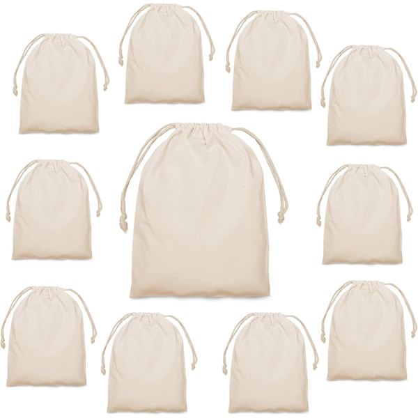 10 st små tygpåsar set för målning, minipåsar för presenter beige 47*72cm