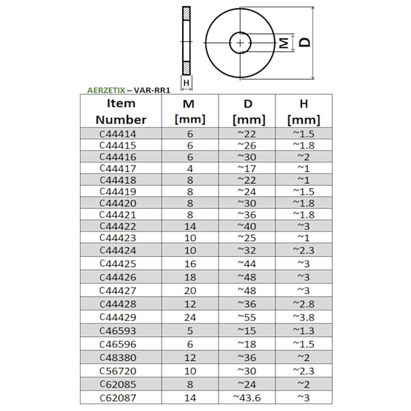 C62085 - Sæt med 20 brede flade skiver - M8x24mm H 2mm - i forzinket stål DIN9021