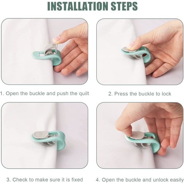 Täcke Clips-12PCS Inga Stift Täcke Överdrag Clips, Lakan Gripare för att Hålla Täcke på Plats, Halkskydd Täcke Täcke Överdrag Fästelement