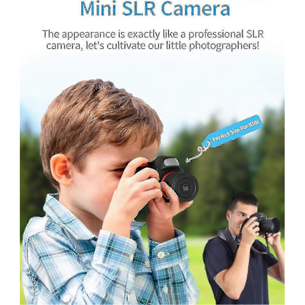 Barnkamera, digitalkamera för barn 3-8 år, leksaker för flickor och pojkar, 2,4 tum IPS-skärm, LED-blixt