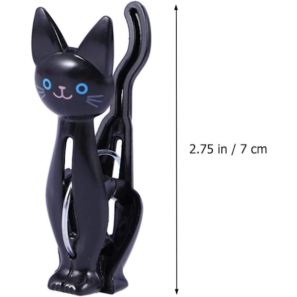 12 st Klädnypor Cartoon Cat Tvättklämmor Kreativa Klämmor Foto Påse Handduk Tvättklämmor Hushållsförslutningsklämmor Black 2.95 x 1.38 x 0.98 inches