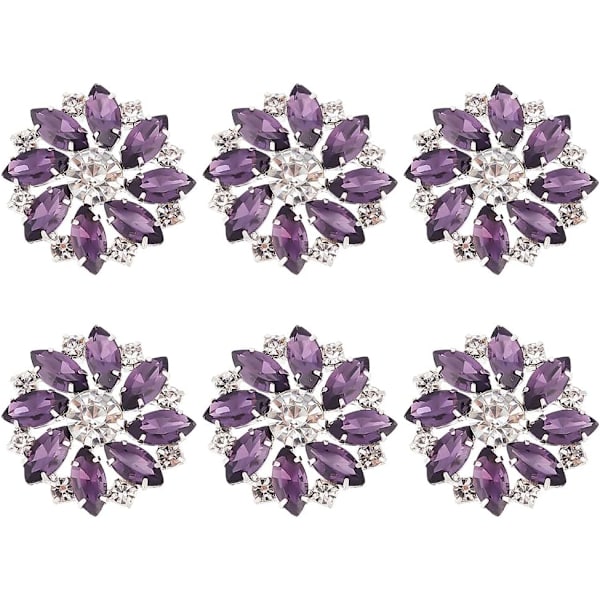10 stk 28MM Blomst Rhinestone Shank Knapper Krystall Sy På Knapper med 1 Hull og Flat Bakside, Rhinestone Snøfnugg Metallknapper E