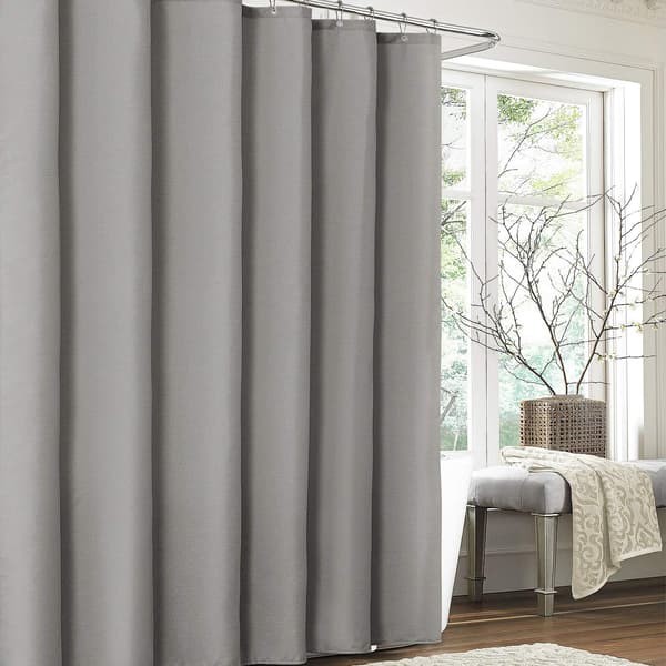 Duschdraperi i linne, med duschdraperiringar tyg badkar draperi set dark grey 1.2*1.8m