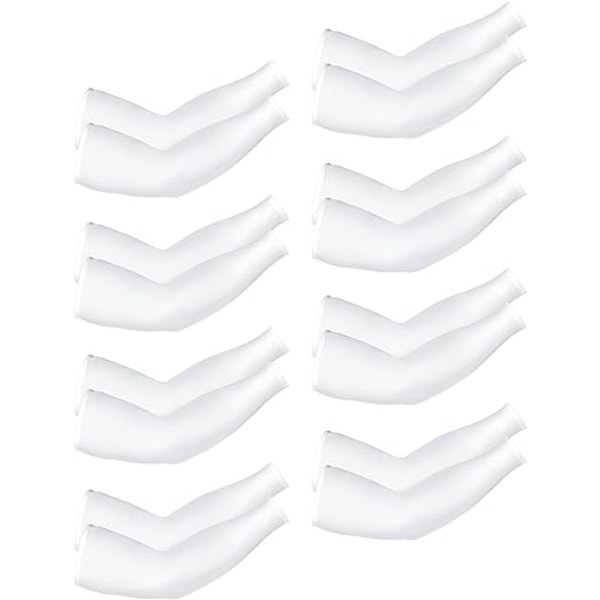 8 par unisex UV-skyddande armkylskydd i is-silke White, Ice Silk