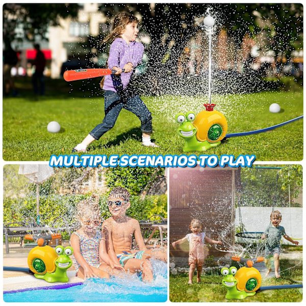 2-i-1 Snigel Vattenspridare Baseball Leksaker, 360° Roating Spray Vattenlek Spel med 2 Sprinklerhuvuden, för Pojkar Flickor