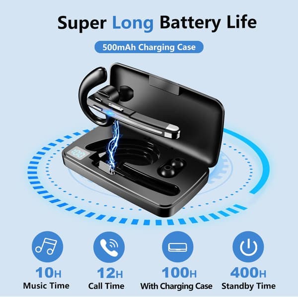 Bluetooth-hovedtelefoner, trådløse Bluetooth-håndfri-hovedtelefoner med støjreducerende mikrofon, kompatibel med iPhone, Android-telefoner