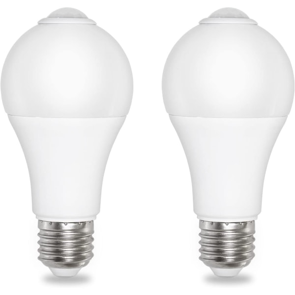 Skumringssensorpære E27 12W Kald Hvit 6500K 1000lm, AC 220V, 120 grader, Automatisk på/av, E27 Lyssensorpære for Inngang Hage Utendørs, sett med 2