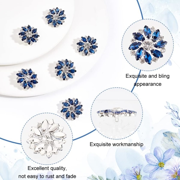 10 stk 28MM Blomst Rhinestone Shank Knapper Krystall Sy På Knapper med 1 Hull og Flat Bakside, Rhinestone Snøfnugg Metallknapper B