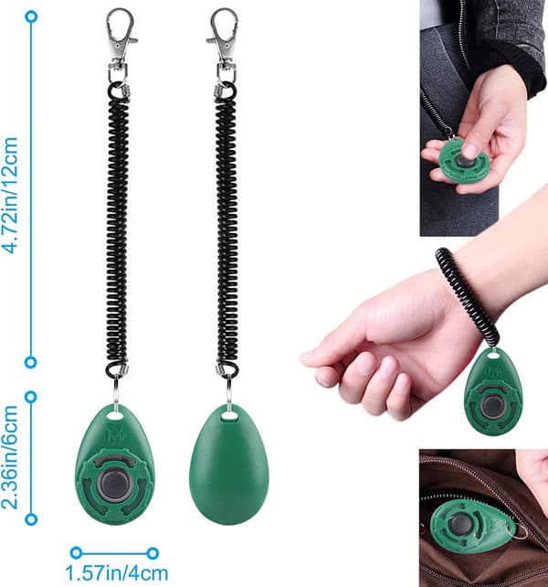 Hundklicker, 2 st hundklicker för träning med handledsrem