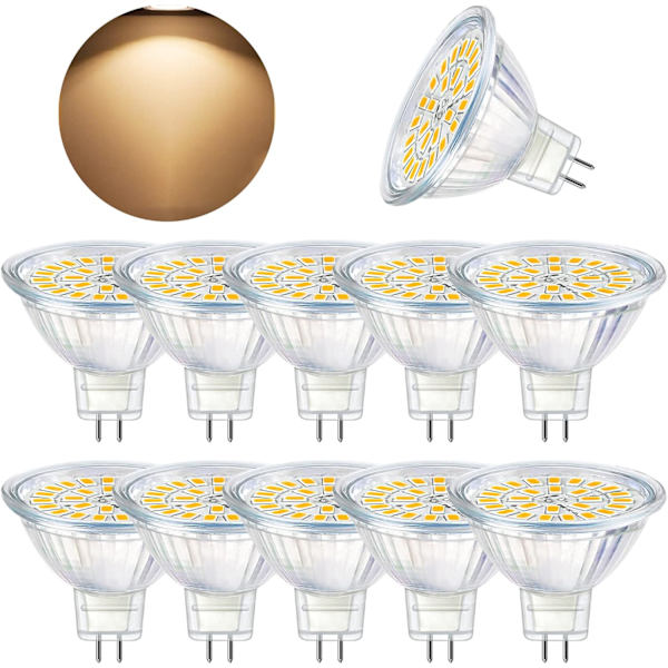 GU5.3 LED-pære, MR16 LED 12V 3W svarende til 30W halogenlampe, varm hvid 3000K, ikke-dæmpbare LED-spotpærer, 10-pak [Energiklasse F]