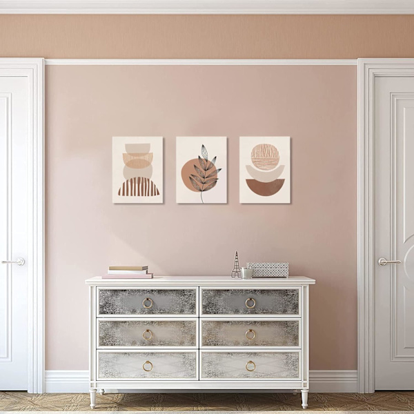 Minimalistisk Boho Væghængt Kunst Sæt af 3, Midtcentury Moderne Væghængt Kunst, Badeværelse, Kontor (12\"x16\")