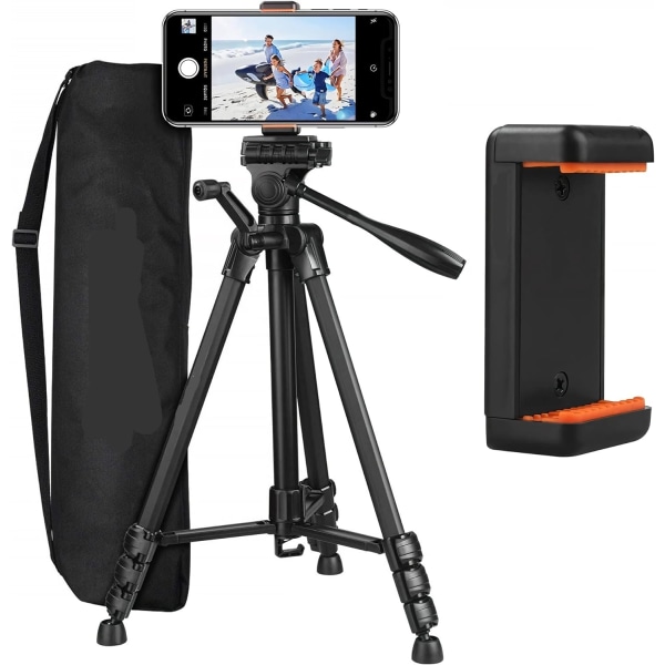 60" lätt aluminiumstativ för resor/kamera/smartphone med bärväska, maxvikt 3 kg