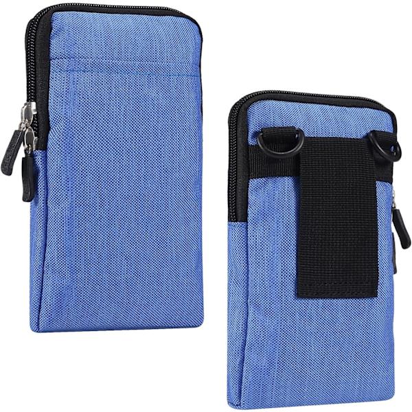 Mobiltelefon Axelväska, Mobiltelefon Bältesklämma, Axelväska Messenger Väska Dragkedja Crossbody blue Large size
