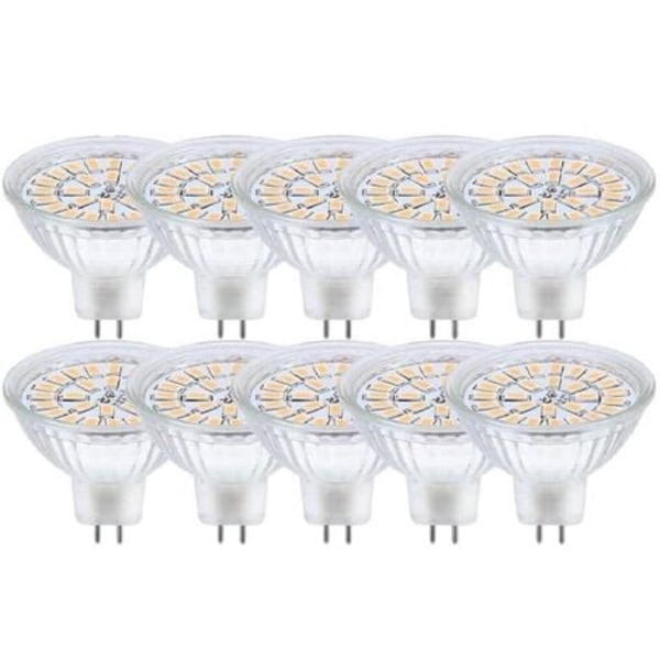 LED-lampa, MR16 LED 12V 3W motsvarande 30W 3000K varmvit halogenlampa, icke-dimmbar LED-spotlight, 10-pack